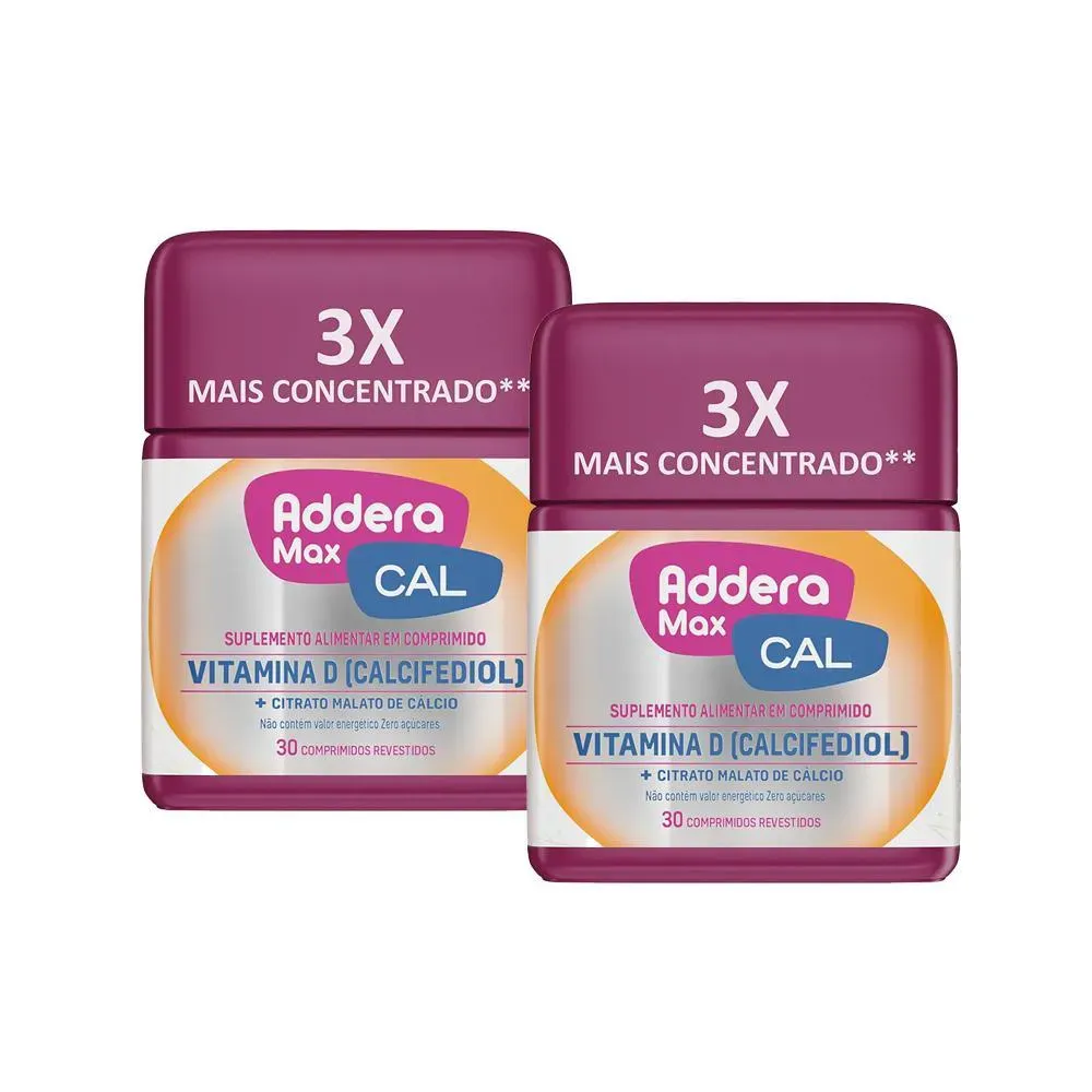 Kit 2 Vitaminas D Addera Max + Cal - 30 comprimidos