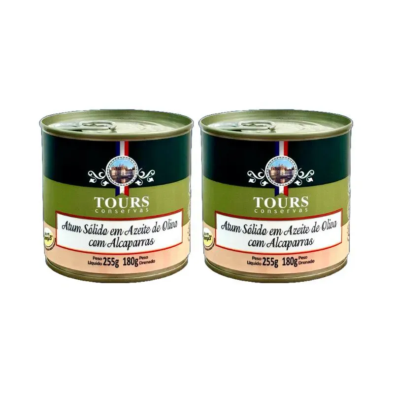 Kit 2x: Atum Sólido com Alcaparras em Azeite Tours 255g