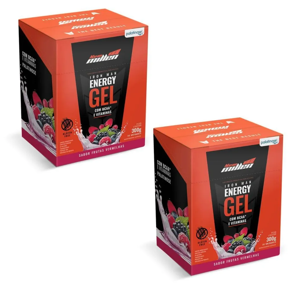 Kit 2X Iron Man Instant Energy Gel - 10 Unidades 30G Frutas Vermelhas - New Millen