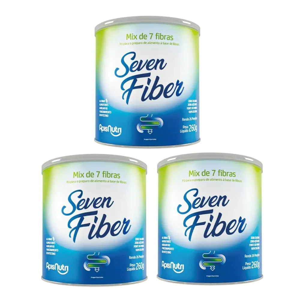 Kit 3 Seven Fiber Mix de Fibras sem Sabor - 260G - Apisnutri