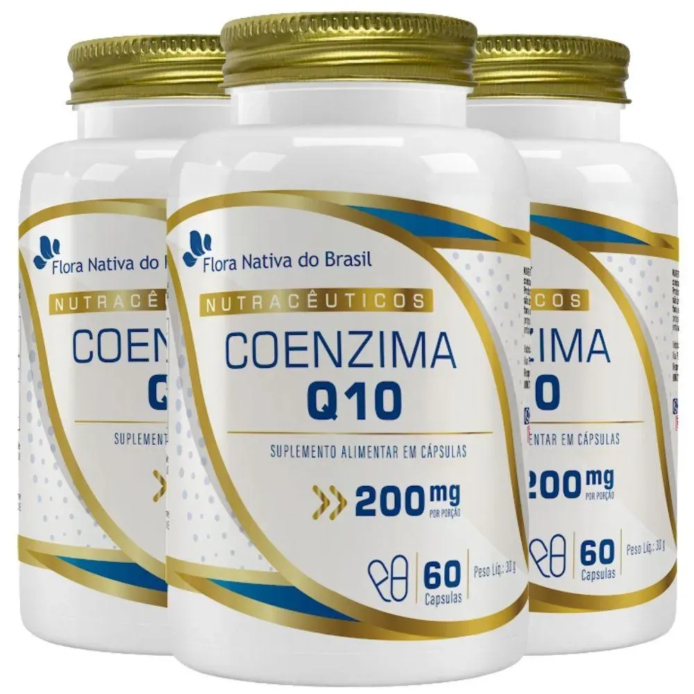 Kit 3x Coenzima Q10 200mg 60 cápsulas - Flora Nativa