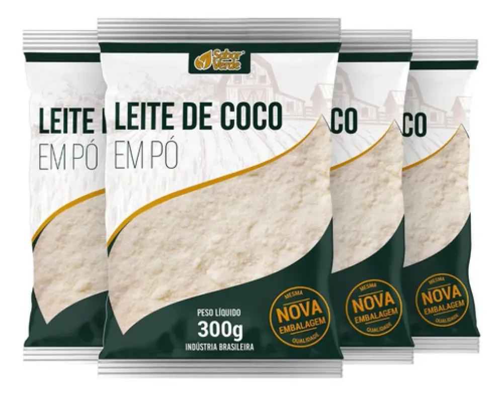 Kit 4 Leite De Coco Em Po 300G - Sabor Verde