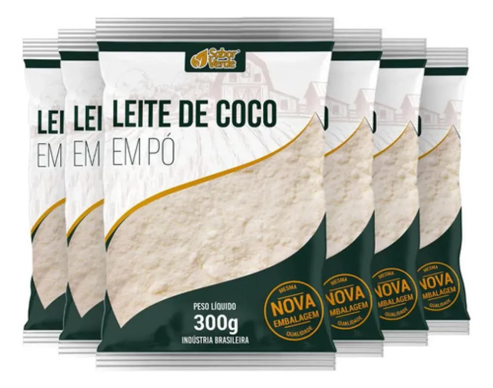 Kit 6 Leite De Coco Em Po 300G - Sabor Verde