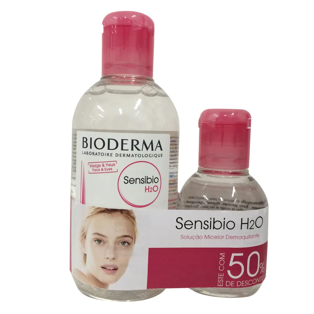Kit Água Micelar Dermatológica Bioderma Sensibio H2O 250ml 1 Unidade + Água Micelar Dermatológica Bioderma Sensibio H2O 100ml 1 Unidade