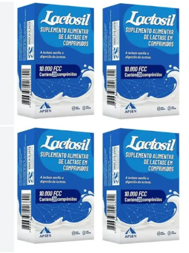 Kit C/4 Lactosil 10.000 Fcc - Enzima Lactase C/30 comprimidos Cada Caixa