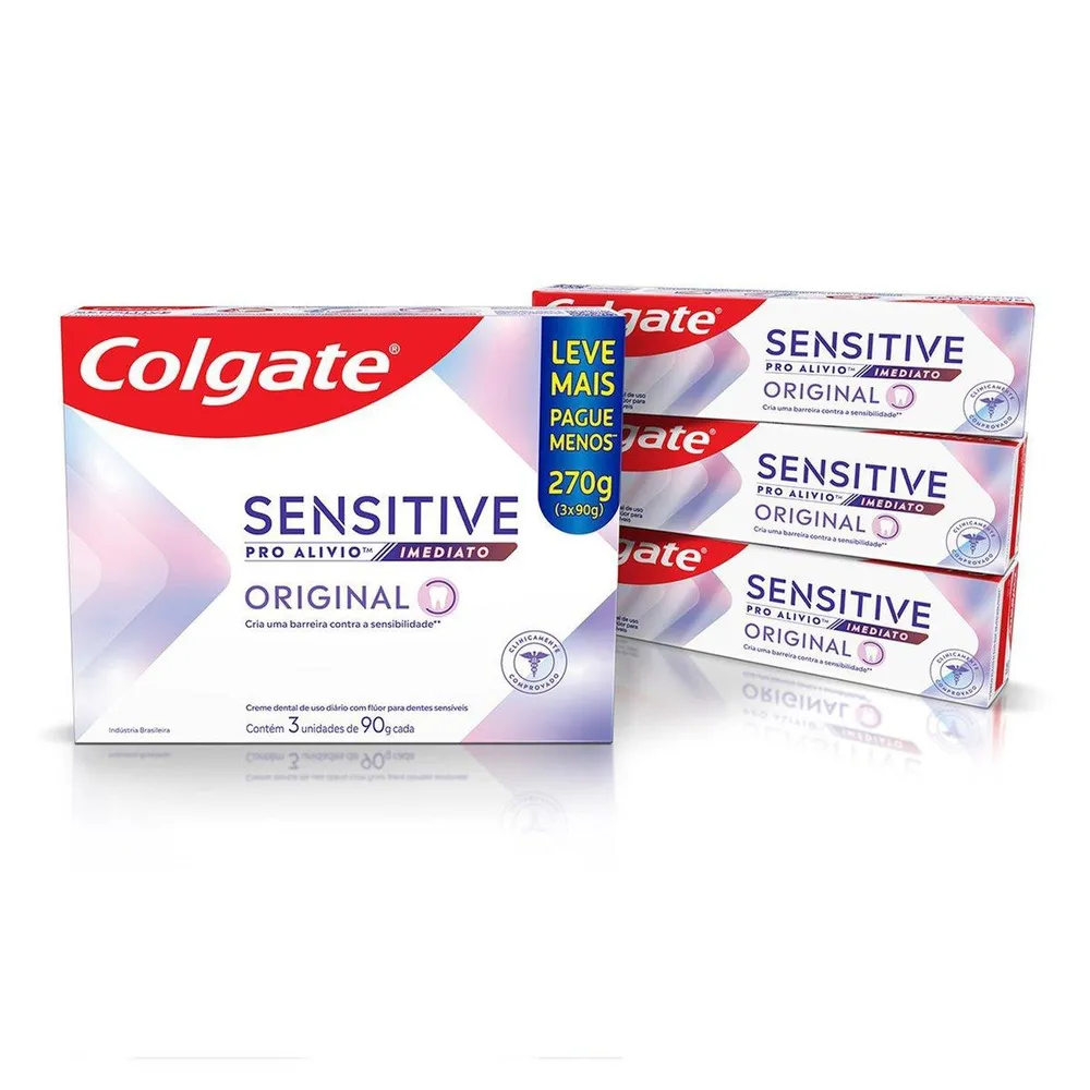 Kit Creme Dental Colgate Sensitive Pro Alívio Imediato Original 90g 3 Unidades