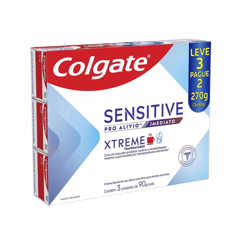 Kit Creme Dental Colgate Sensitive Pro Alívio Imediato Xtreme Temperatures 90g 3 Unidades