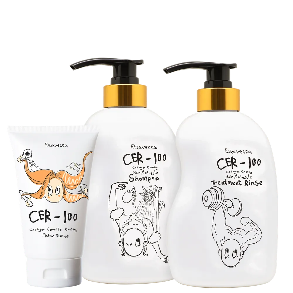 Kit Elizavecca CER-100 Collagen Coating Hair A+ Muscle + Ceramide Coating Protein Treatment (3 Produtos)