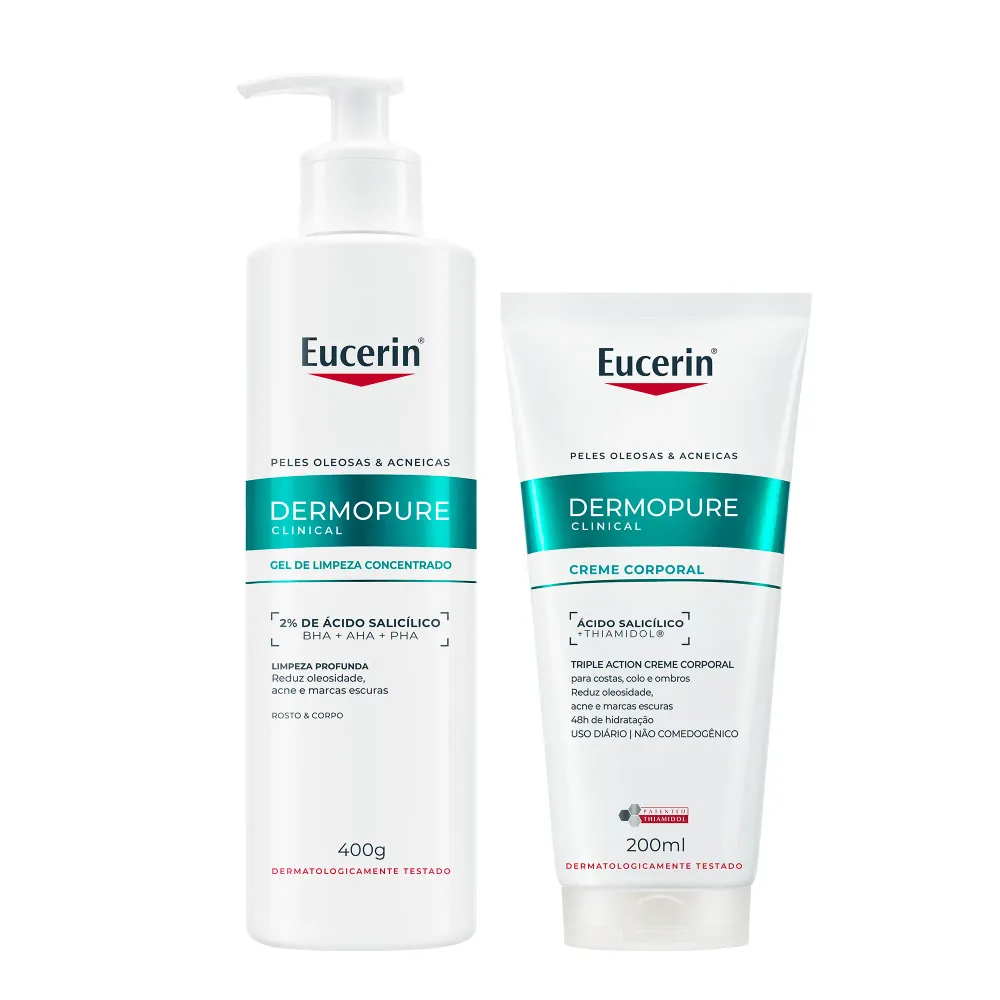 Kit Eucerin Dermo Pure Gel de Limpeza Facial Concentrado 400g + Creme Corporal Efeito Triplo 200ml