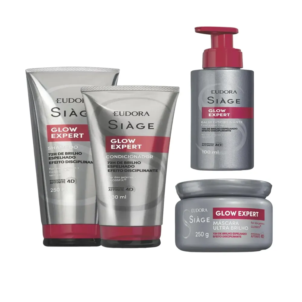 Kit Eudora Siàge Glow Expert Shampoo 250ml+ Condicionador 200ml+ Máscara 250g + Leave-In 100ml