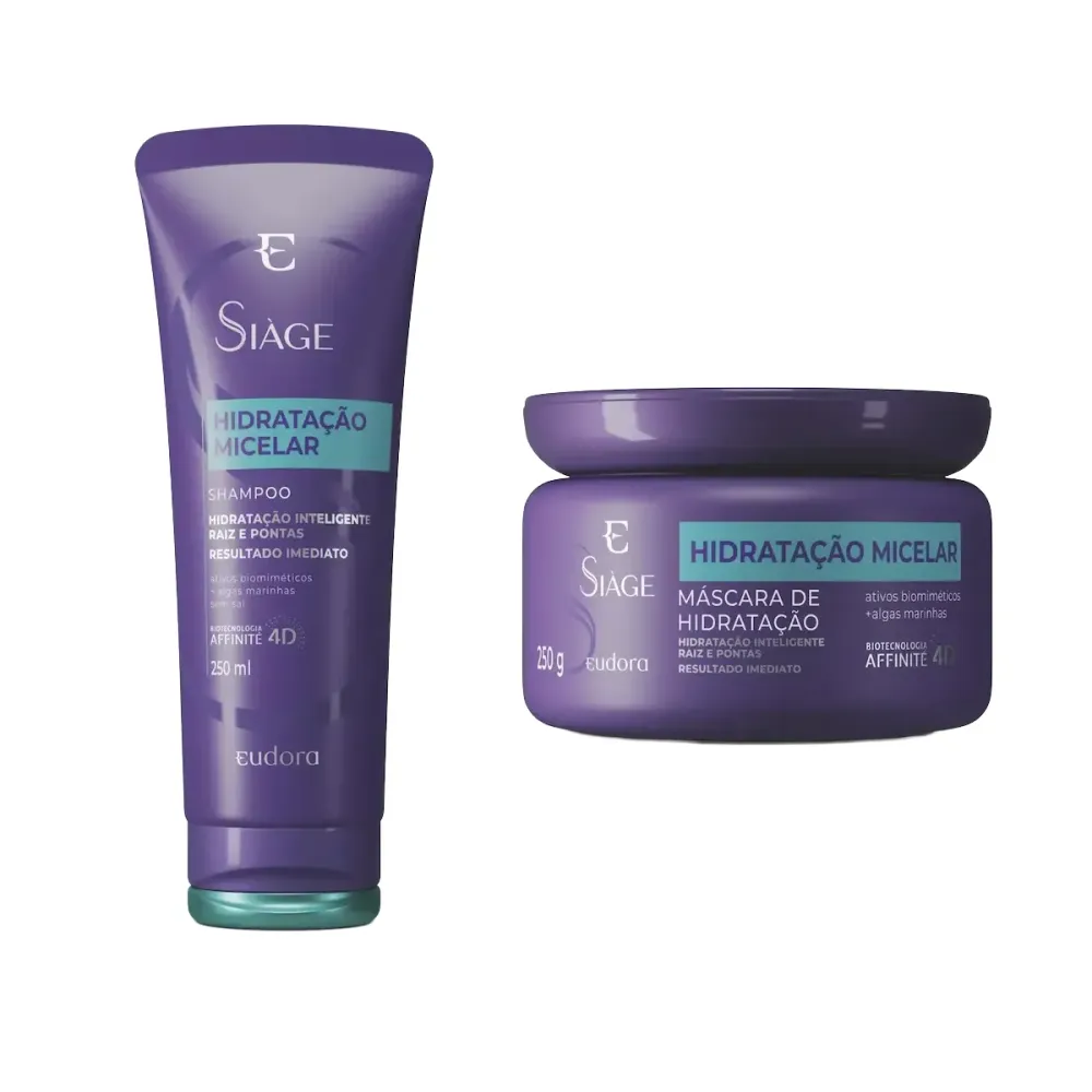 Kit Eudora Siàge Hidratação Micelar Shampoo 250ml + Máscara 250g