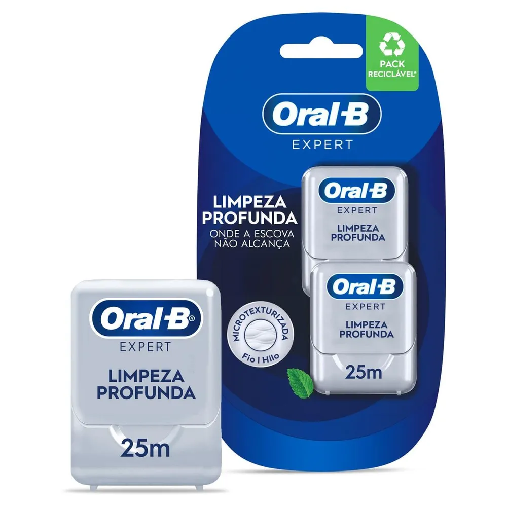 Kit Fio Dental Oral-B Expert Limpeza Profunda Pro Saúde 25 metros 2 Unidades