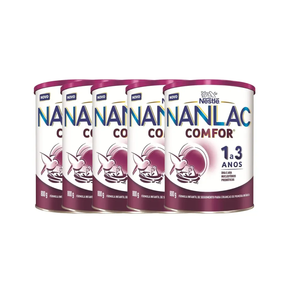 Kit Fórmula Infantil Nanlac Comfor Nestlé 1 a 3 anos 800g 5 unidades
