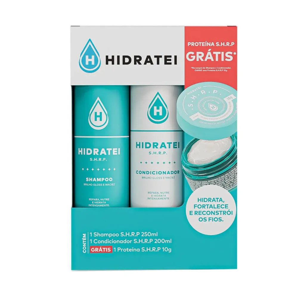 Kit Hidratei SHRP Shampoo 250ml + Condicionador 200ml + Mini Proteína 10g