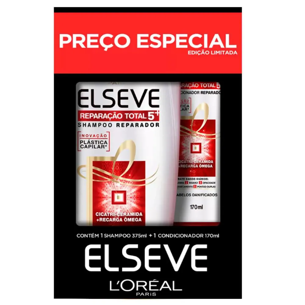Kit L'Oréal Paris Reparação Total 5 Shampoo 375ml + Condicionador 170ml