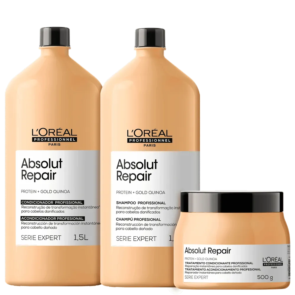 Kit L'Oréal Professionnel Serie Expert Absolut Repair Gold Quinoa + Protein Salon Trio (3 Produtos)