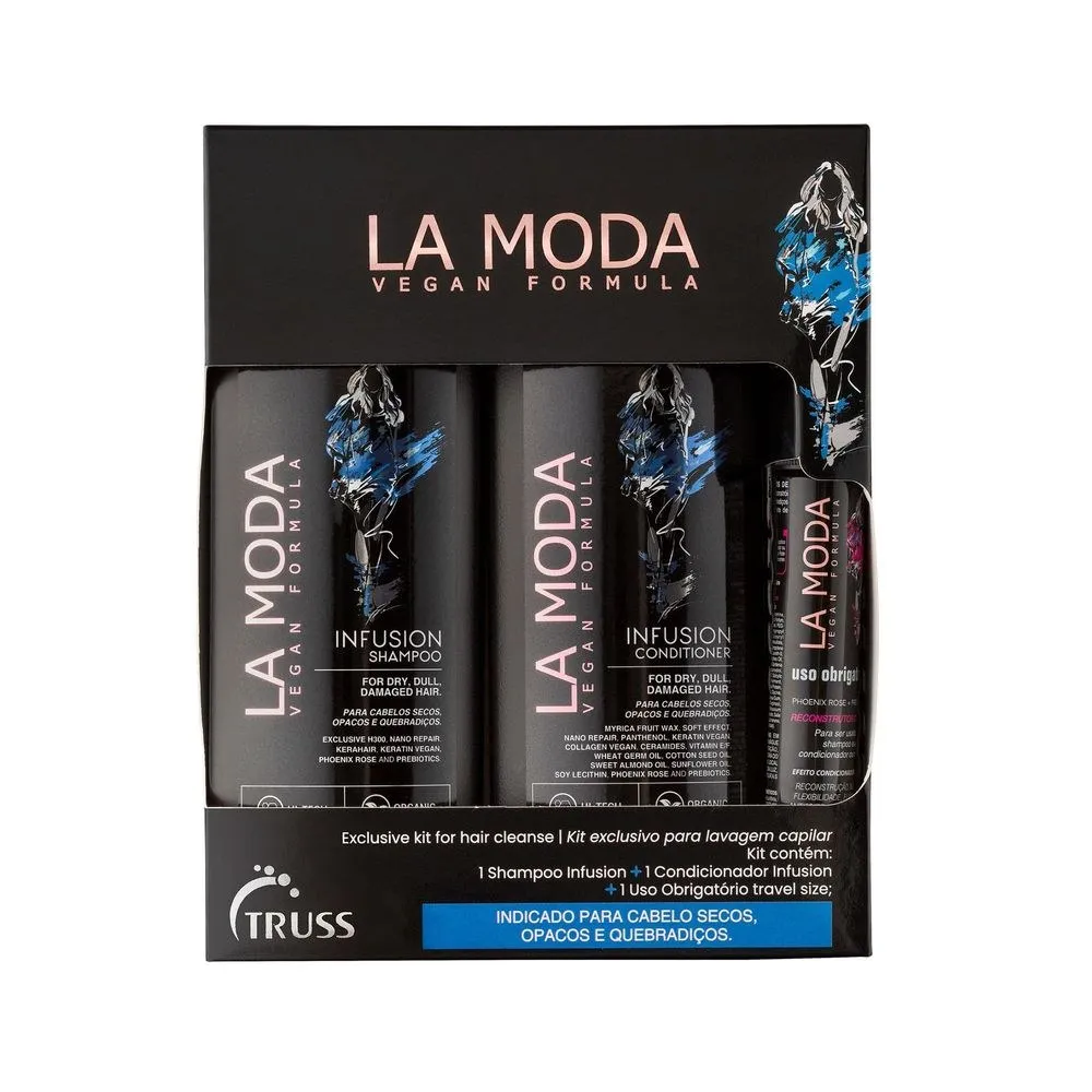 Kit La Moda Infusion Shampoo 300ml 1 Uni + Condicionador 300ml 1 Uni + Finalizador Uso Obrigatório 30ml 1 Uni