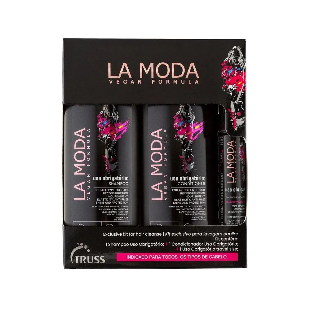 Kit La Moda Uso Obrigatório Shampoo 300ml 1 Uni + Condicionador 300ml 1uni + Finalizador Uso Obrigatório 30ml 1 Uni