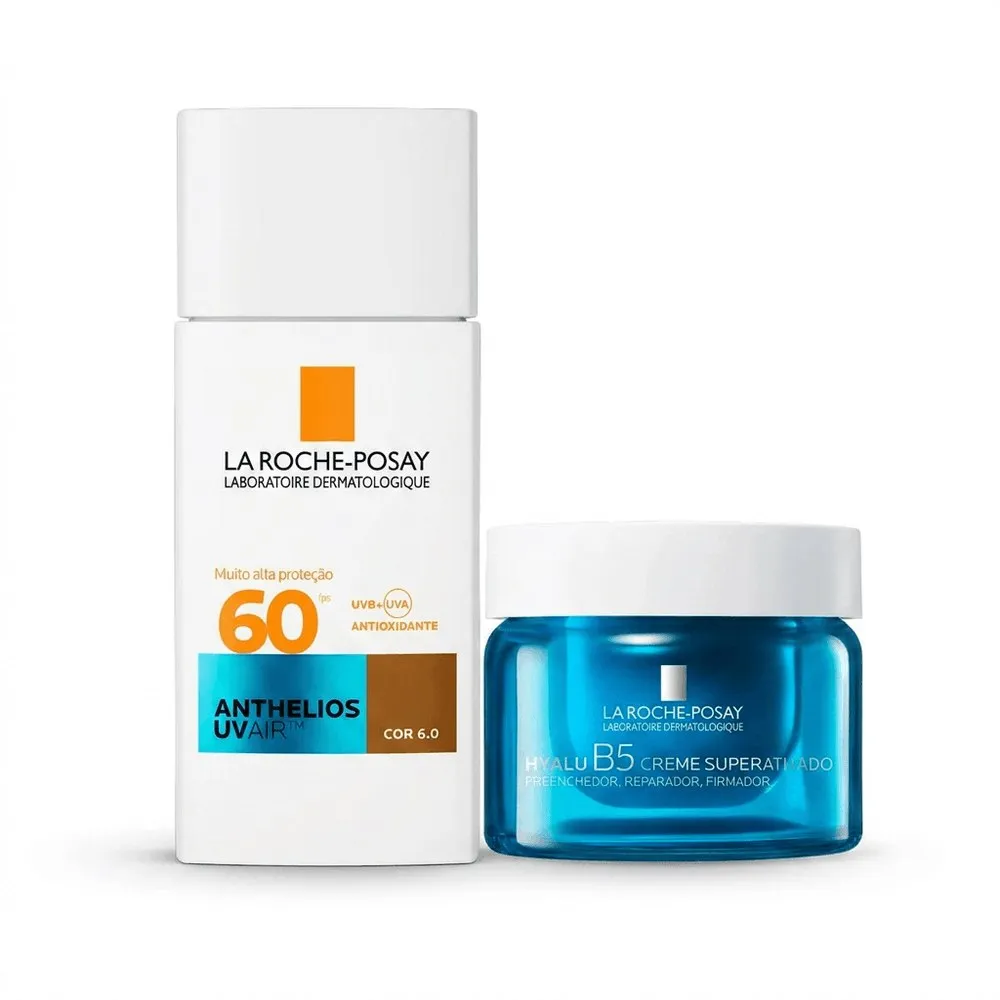 Kit La Roche-Posay Anti-Idade e Proteção Solar Creme Facial Hyalu B5 50g + Protetor Solar Anthelios UV Air Cor 6.0 FPS 60 45ml
