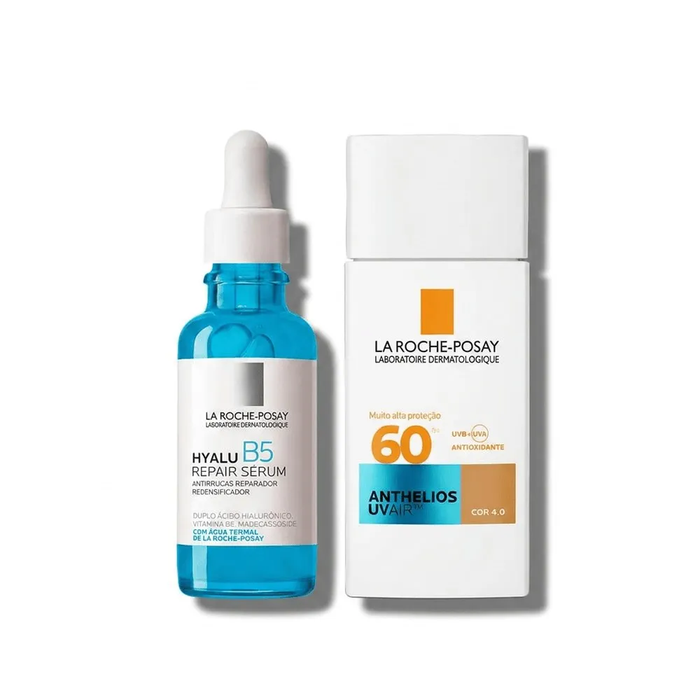 Kit La Roche-Posay Anti-Idade Sérum Facial Hyalu B5 30ml + Protetor Solar Anthelios UV Air Cor 4.0 FPS 60 45ml