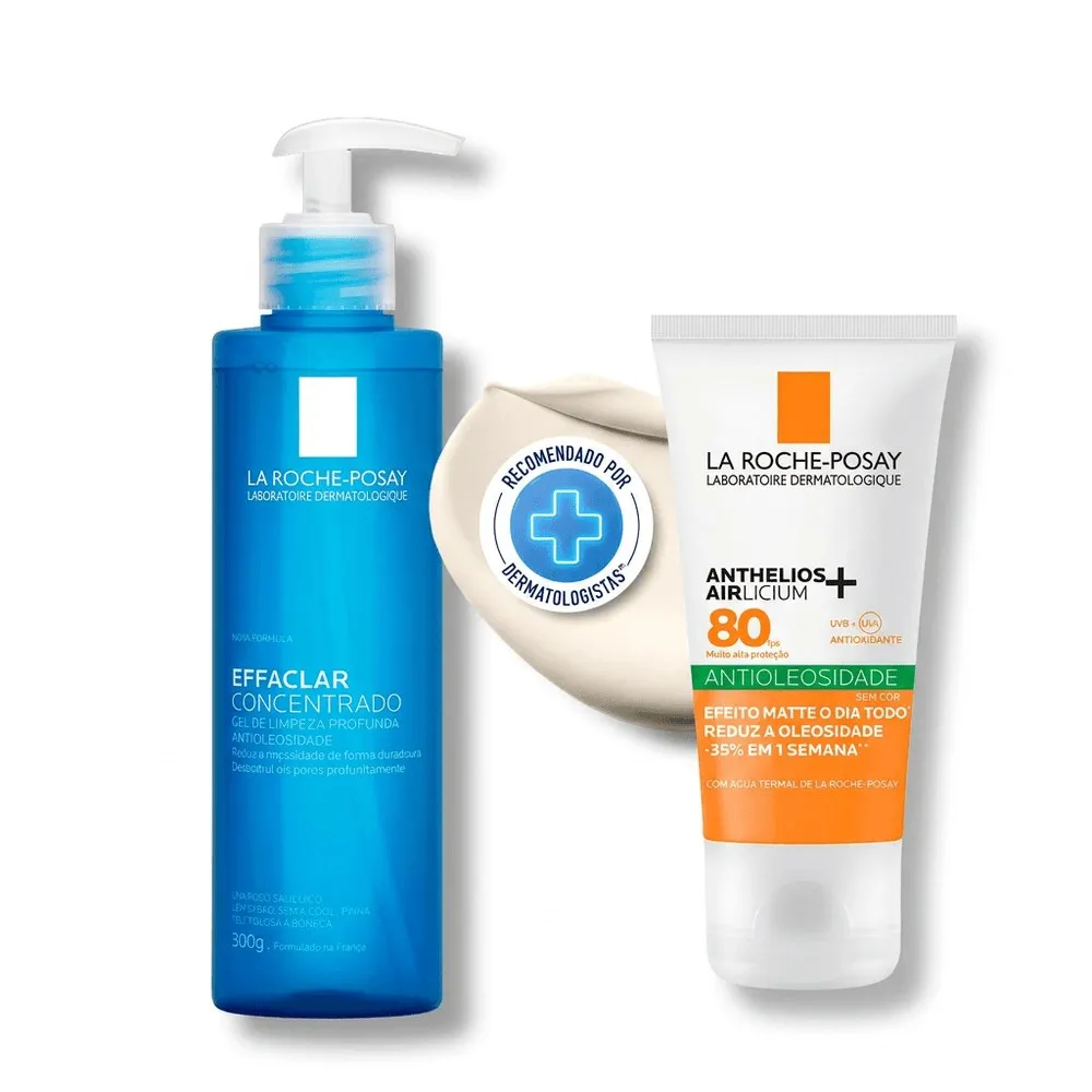 Kit La Roche-Posay Effaclar e Anthelios Pele Oleosa Gel de Limpeza Concentrado 300g + Protetor Solar Airlicium+ FPS 80 40g