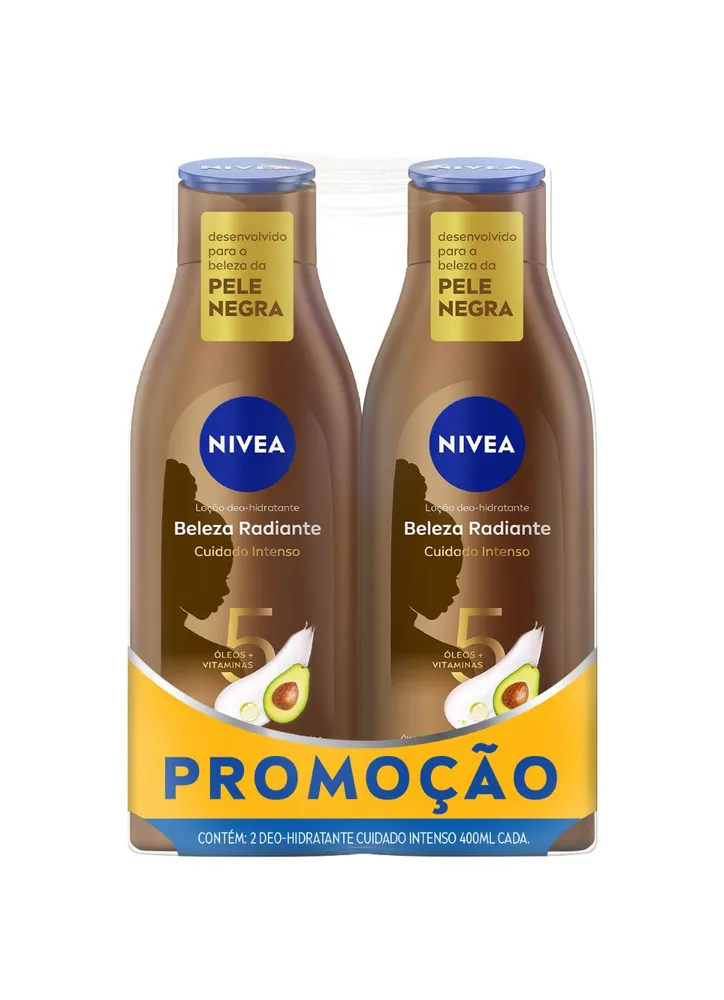 Kit Loção Hidratante Nivea Beleza Radiante Desodorante Corporal 400ml 2 Unidades