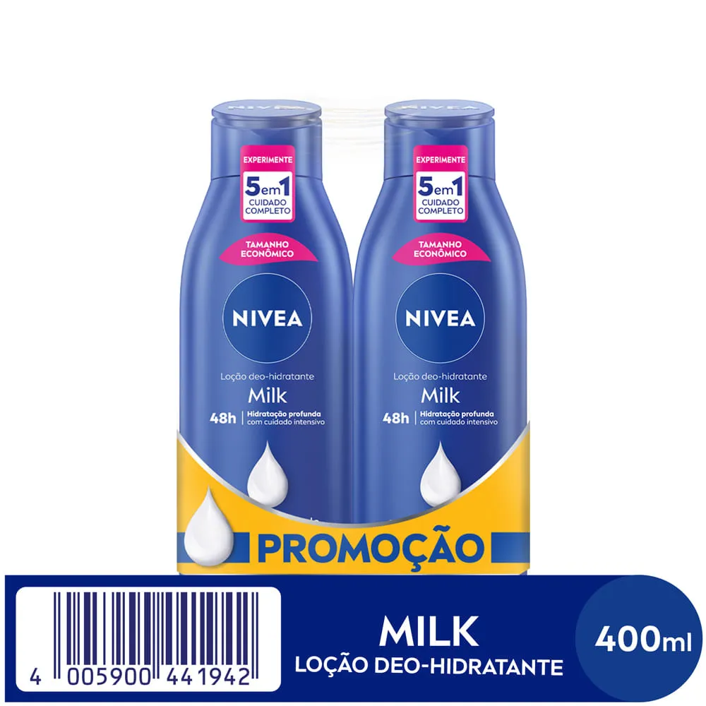 Kit Loção Hidratante Nivea Milk 400ml 2 Unidades