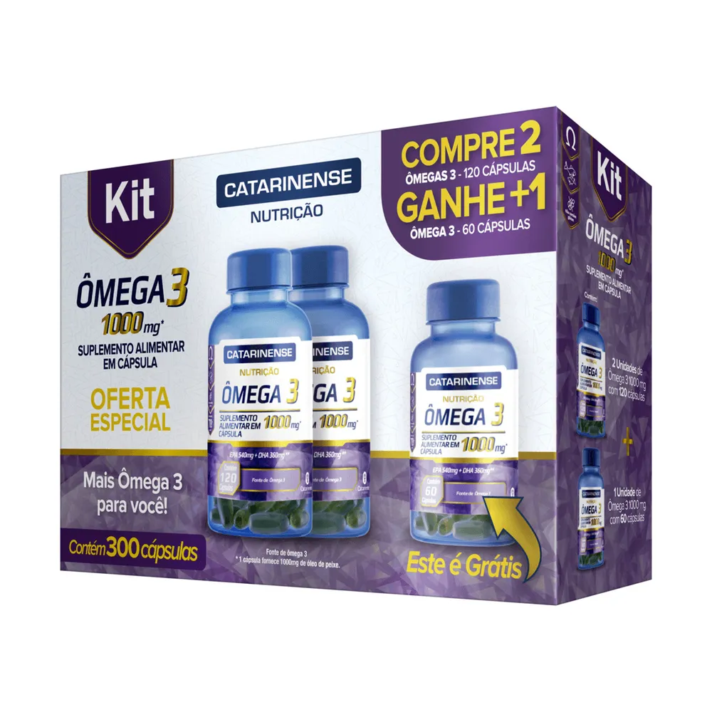 Kit Ômega 3 Catarinense 1000mg 300 Cápsulas