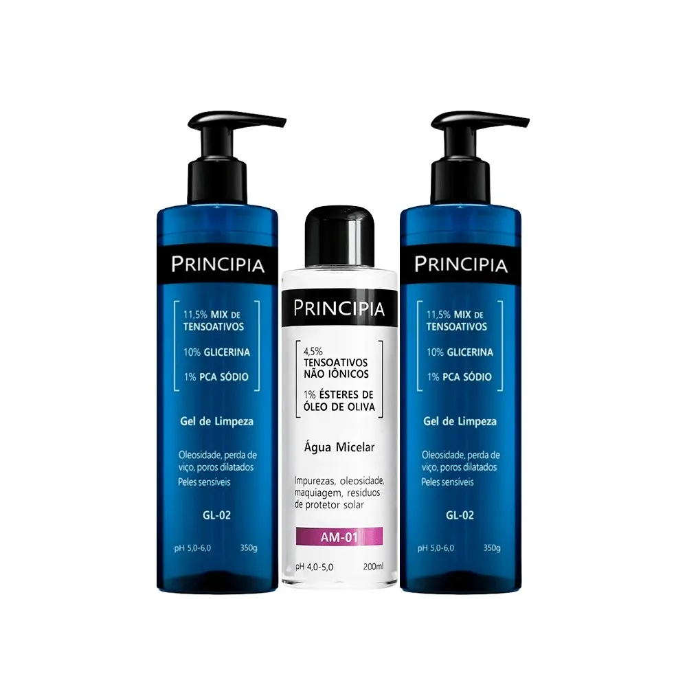 Kit Principia Água Micelar Am-01 200ml + Gel de Limpeza GL-02 350g 2 Unidades