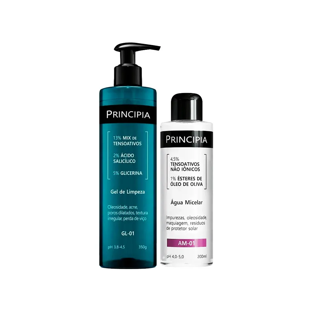 Kit Principia Gel de Limpeza Facial GL-01 350ml + Água Micelar Am-01 200ml