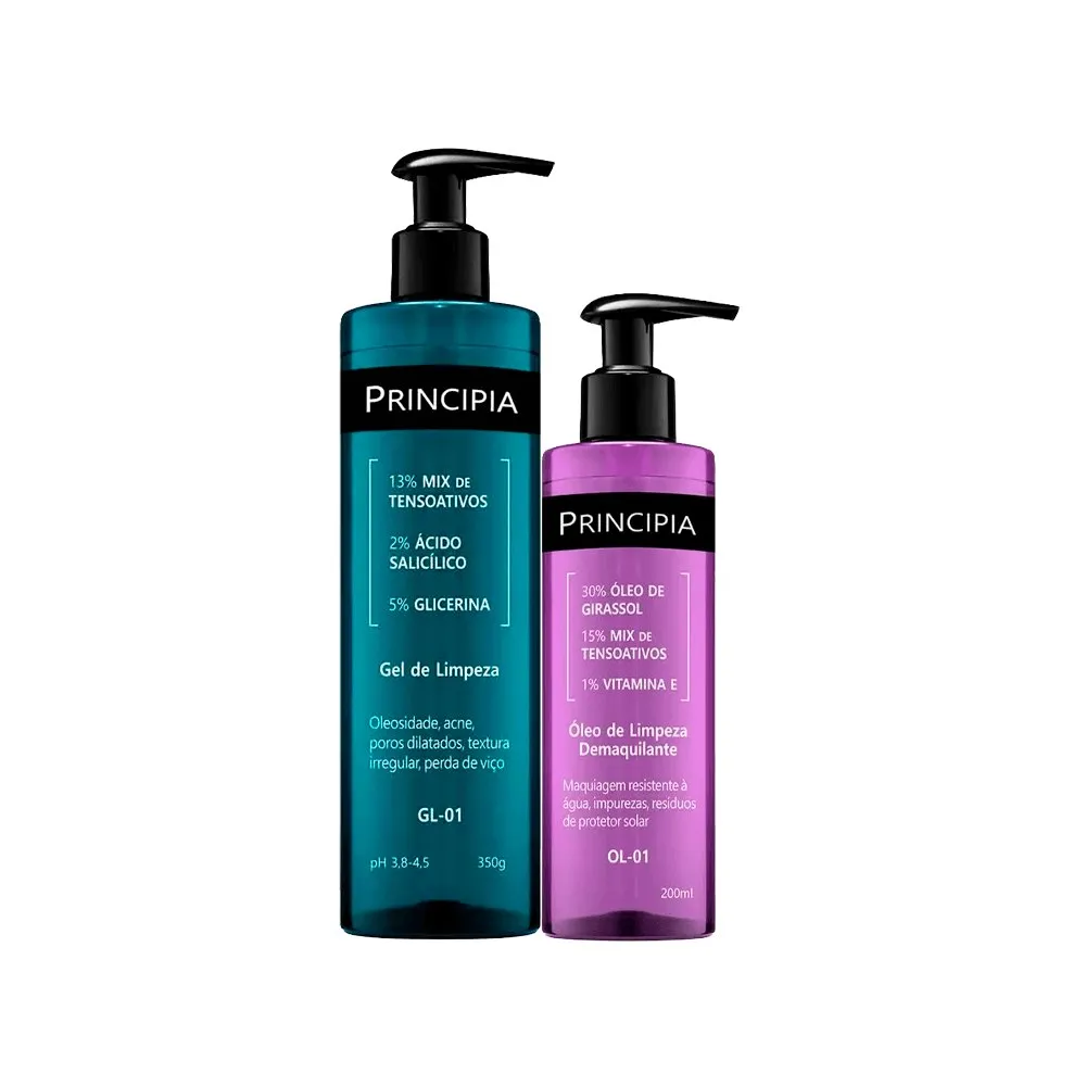 Kit Principia Gel de Limpeza Facial GL-01 350ml + Óleo de Limpeza 200ml