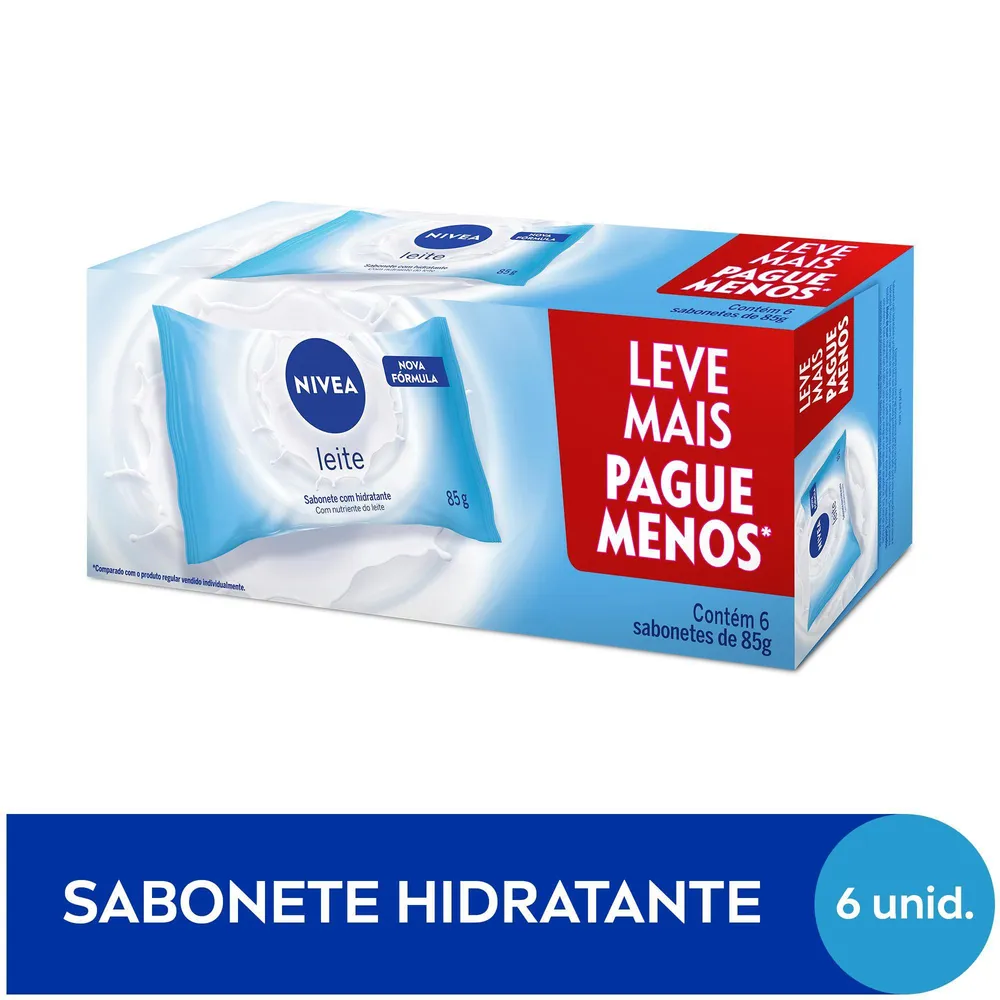 Kit Sabonete Em Barra Nivea Leite 6 Unidades De 85g