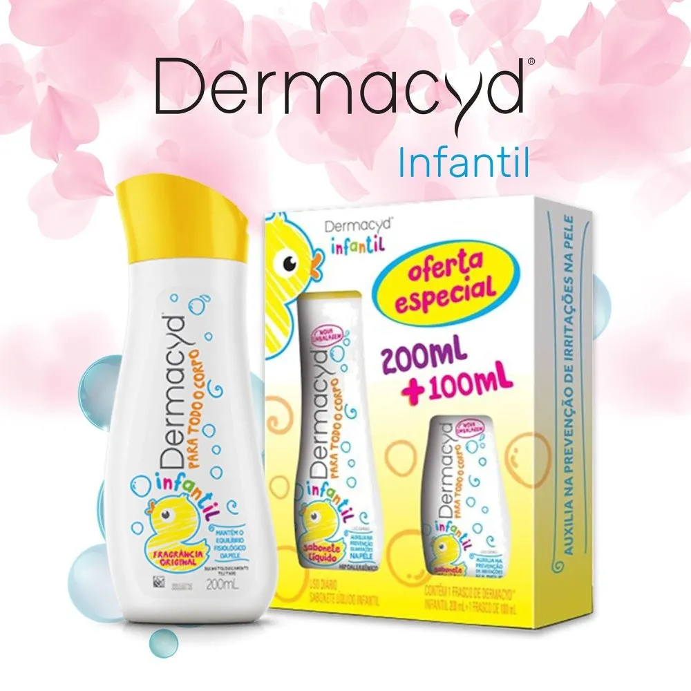 Kit Sabonete Líquido Infantil Dermacyd 200ml 1 Uni + Sabonete Líquido 100ml 1 Uni Oferta Especial 300ml