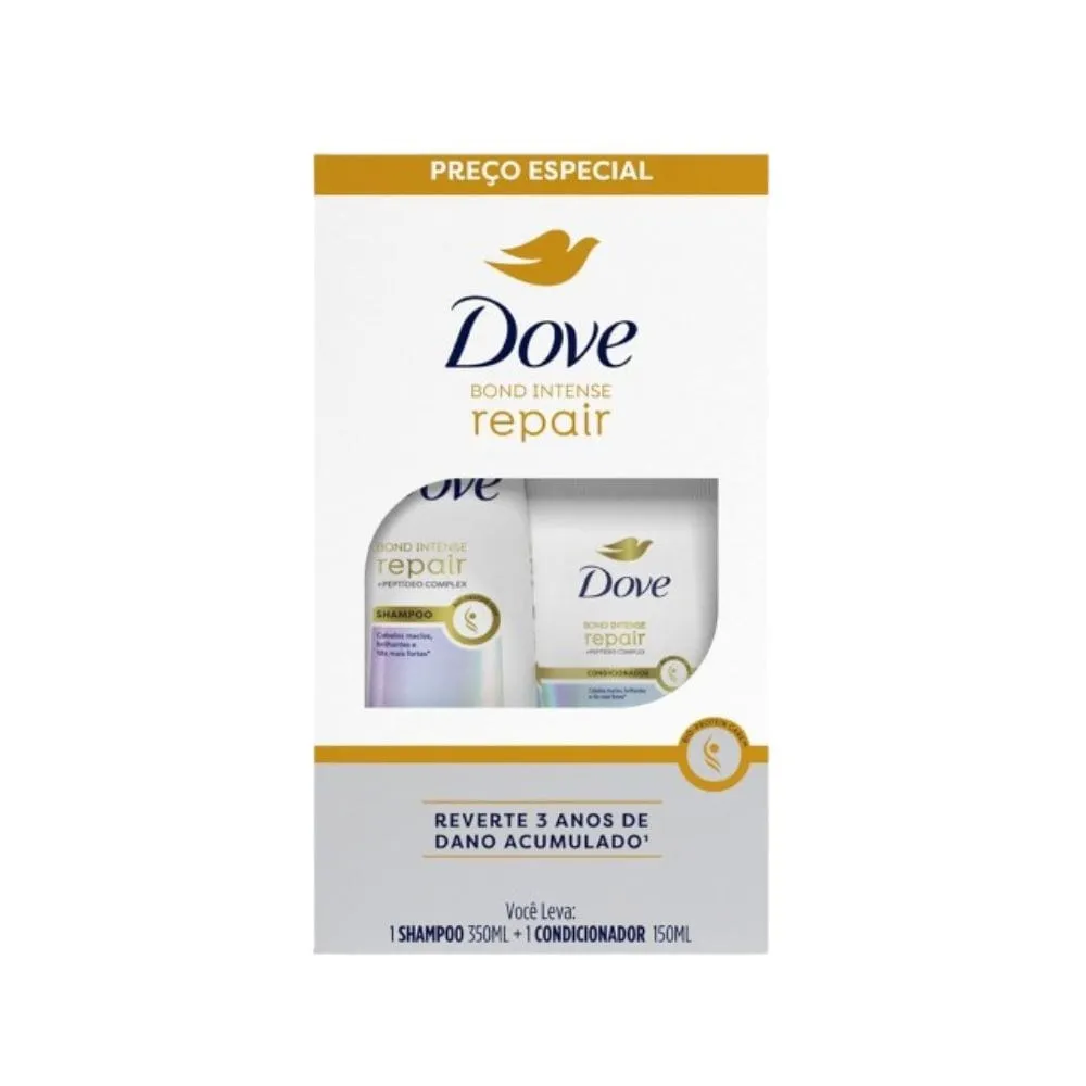 Kit Shampoo Dove Bond Intense Repair 350ml 1 Unidade + Condicionador Dove Bond Intense Repair 150ml 1 Unidade
