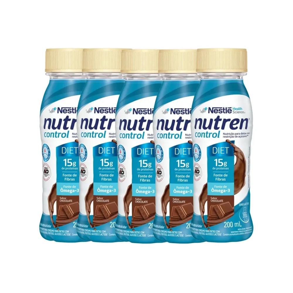 Kit Suplemento Alimentar Nestlé Nutren Control Chocolate 200ml 5 unidades