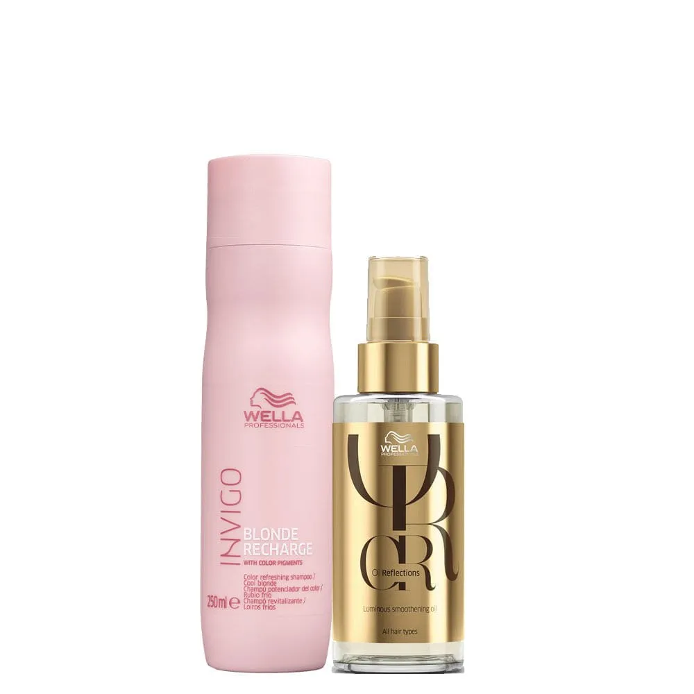 Kit Wella Invigo Cool Blonde Recharge- Shampoo 250 ml + Óleo 30 ml