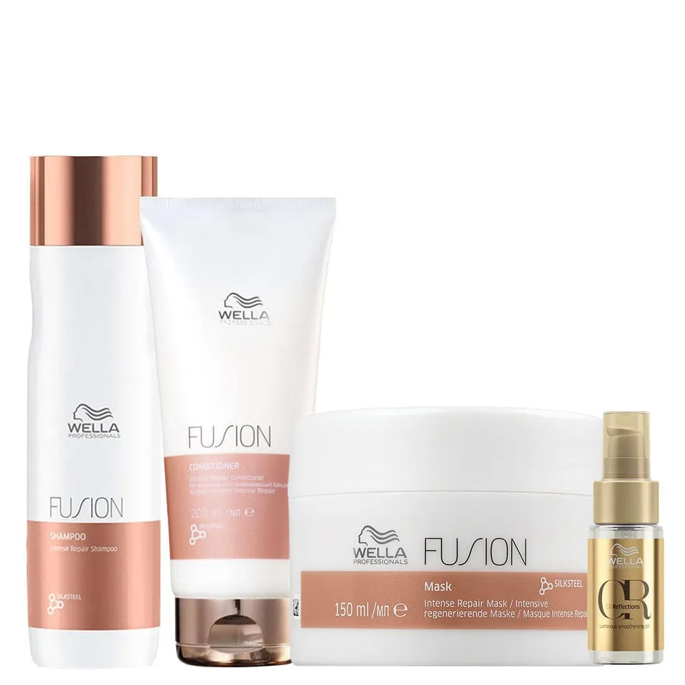Kit Wella Professionals Fusion - Shampoo 250 ml + Condicionador 200 ml + Máscara 150 ml + Óleo 30 ml