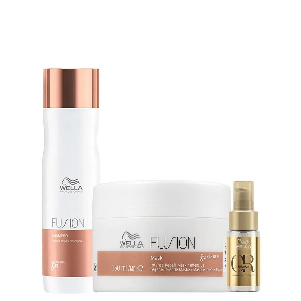 Kit Wella Professionals Fusion - Shampoo 250 ml + Máscara 150 ml + Óleo 30 ml