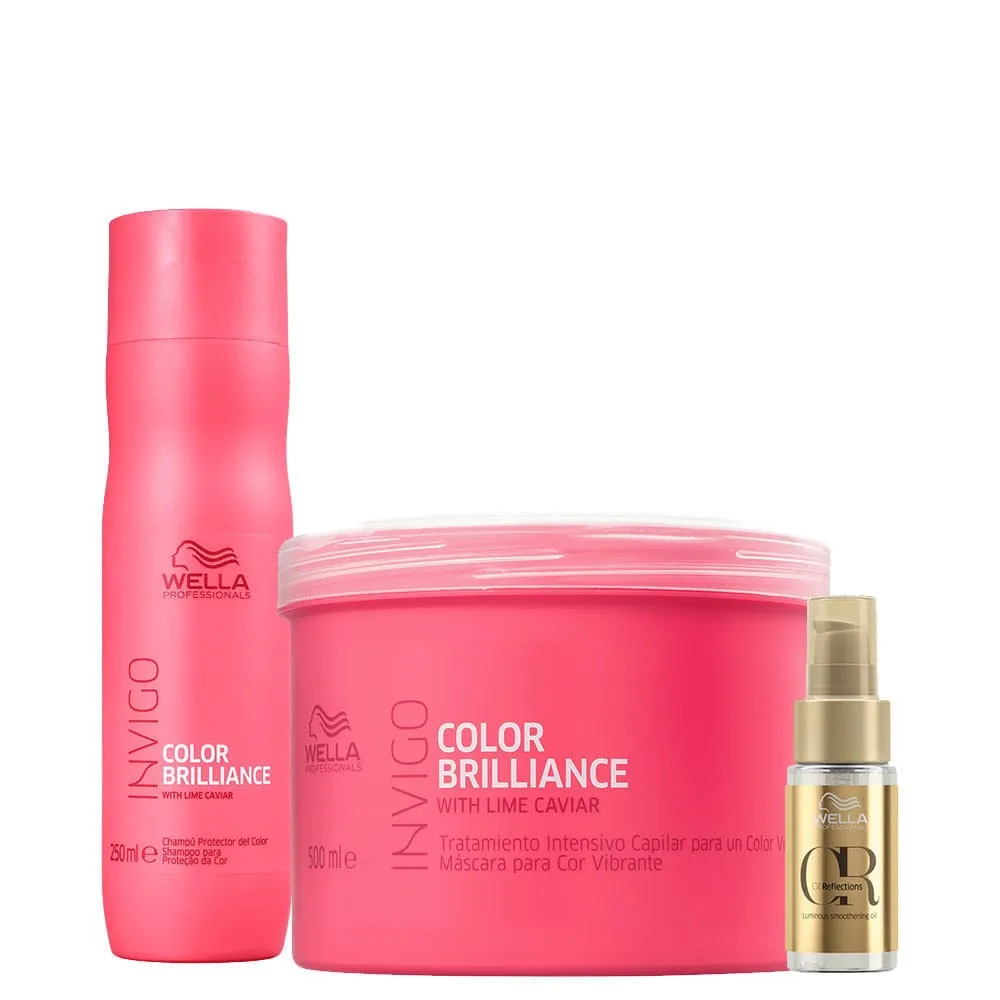 Kit Wella Professionals Invigo Color Brilliance - Shampoo 250 ml + Máscara 500 ml + Óleo Capilar 30 ml