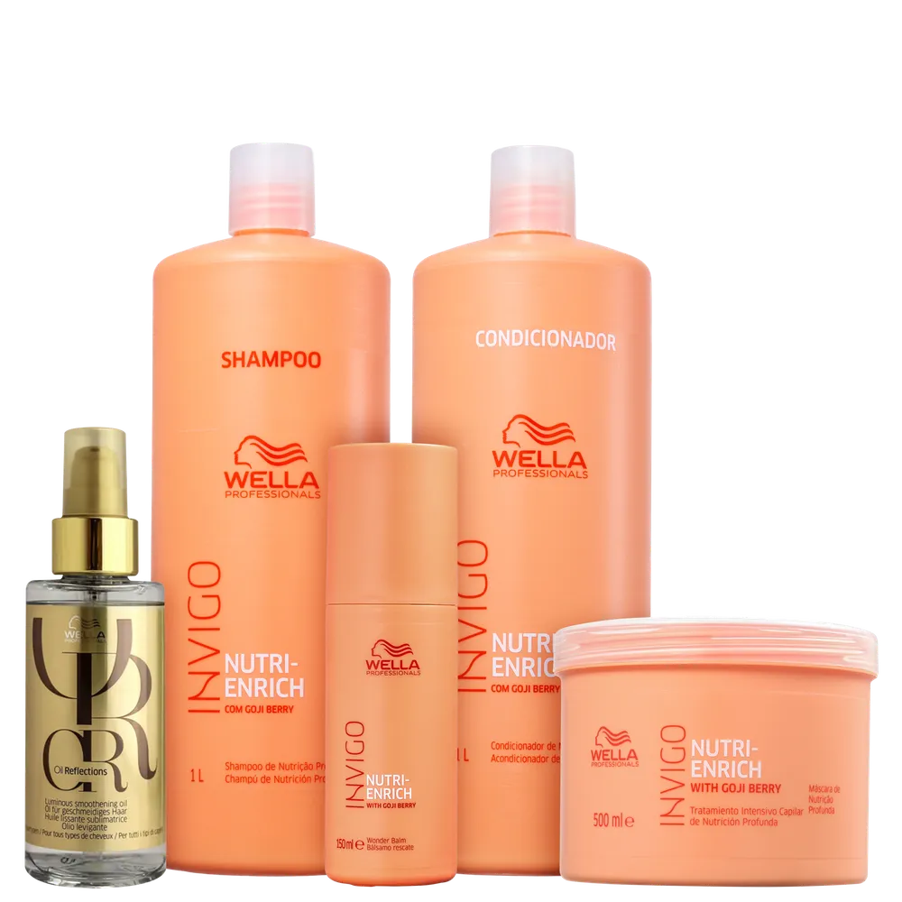 Kit Wella Professionals Invigo Nutri-Enrich & Oil Reflections Super Salon (5 Produtos)