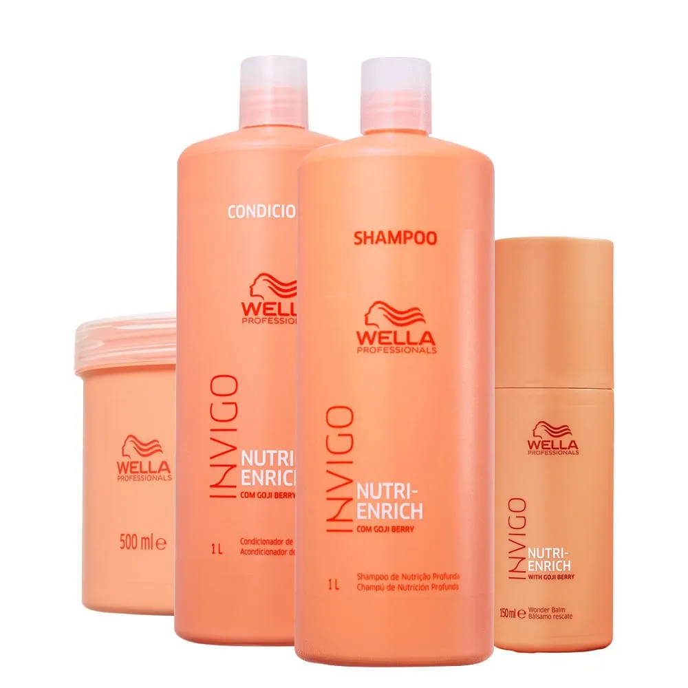 Kit Wella Professionals Invigo Nutri Enrich - Shampoo 1000 ml + Condicionador 1000 ml + Máscara 500 ml + Leave-in 150 ml