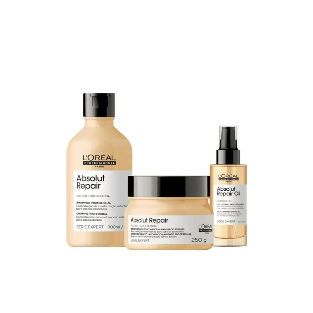 L'Oréal - Absolut Repair Gold Kit Shampoo, Máscara e Óleo