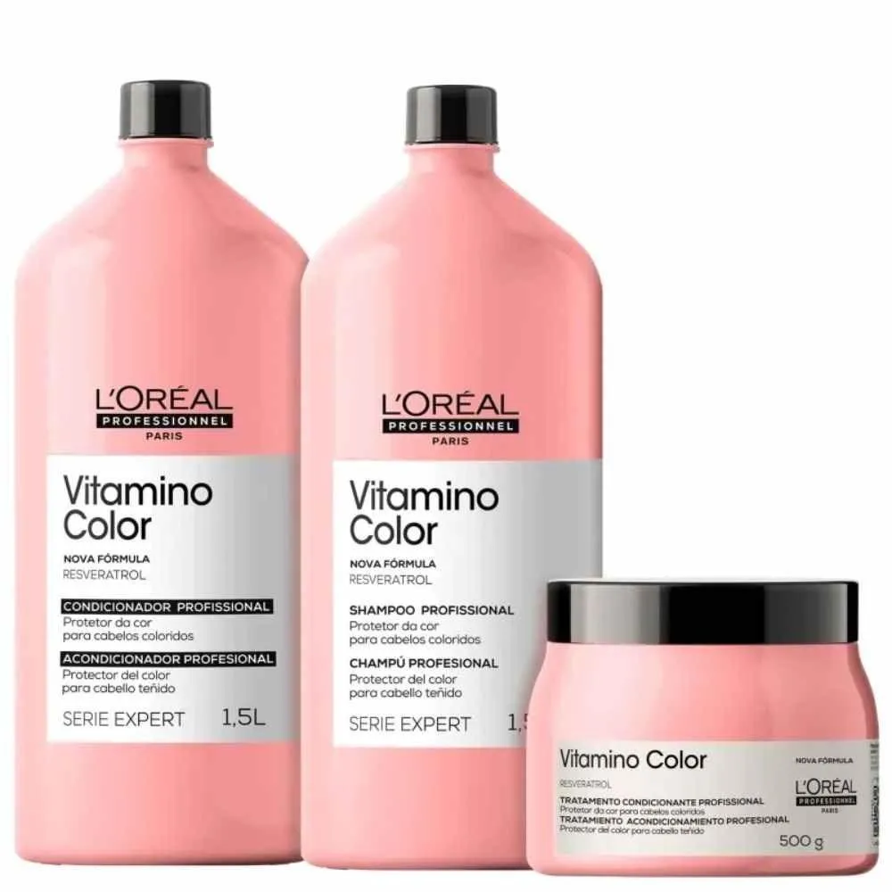 L'Oréal Professionnel Vitamino Color Shampoo + Condicionador 1,5L + Máscara 500g