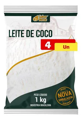 Leite de Coco em Pó Vegano 4 X 1kg Sabor Verde