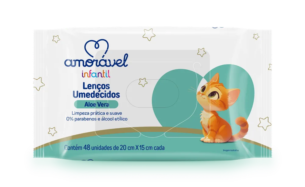 Lenço Umedecido Amorável Baby Aloe Vera 48 Unidades