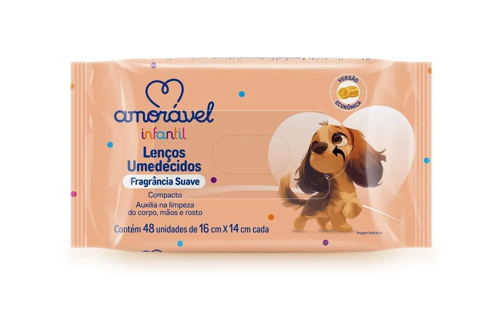 Lenço Umedecido Amorável Suave 48 Unidades