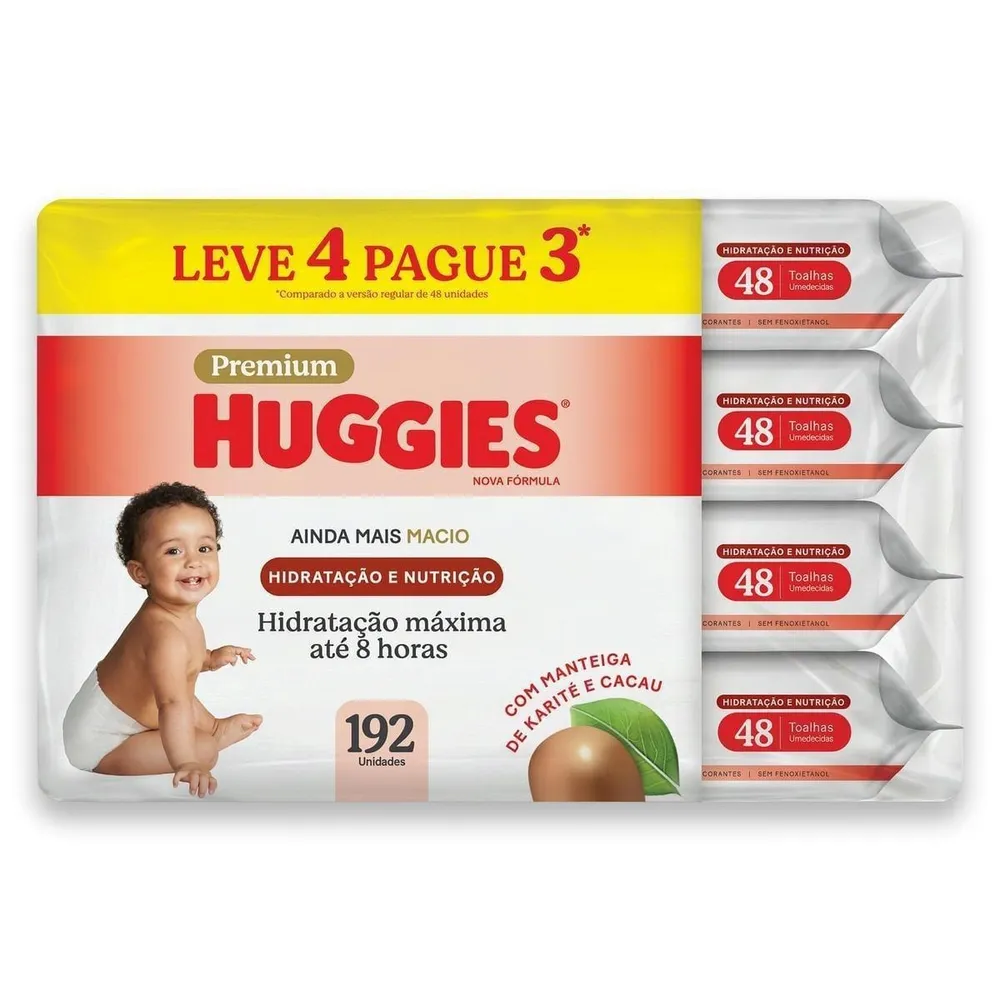 Lenços Umedecidos Huggies Hidratação e Nutrição Contra Assaduras 192 Unidades
