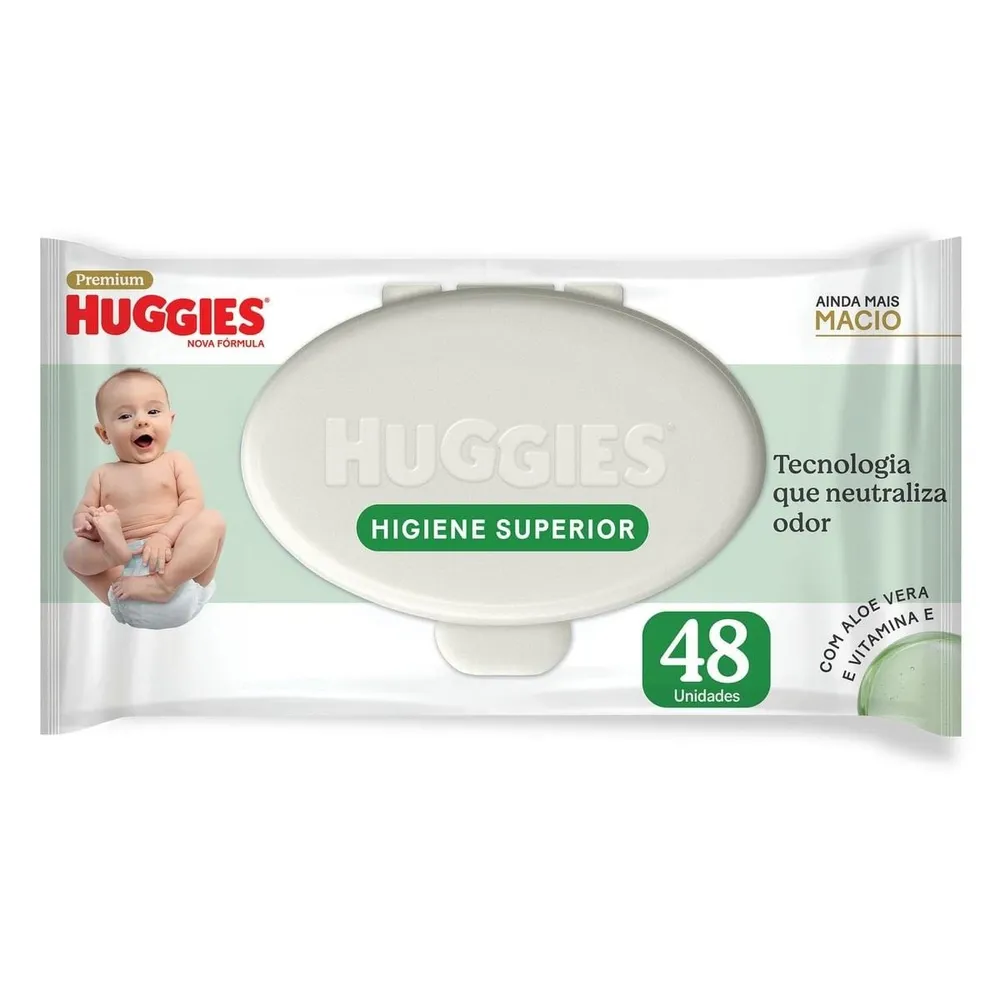 Lenços Umedecidos Huggies Higiene Superior Limpam 2x Mais 48 Unidades