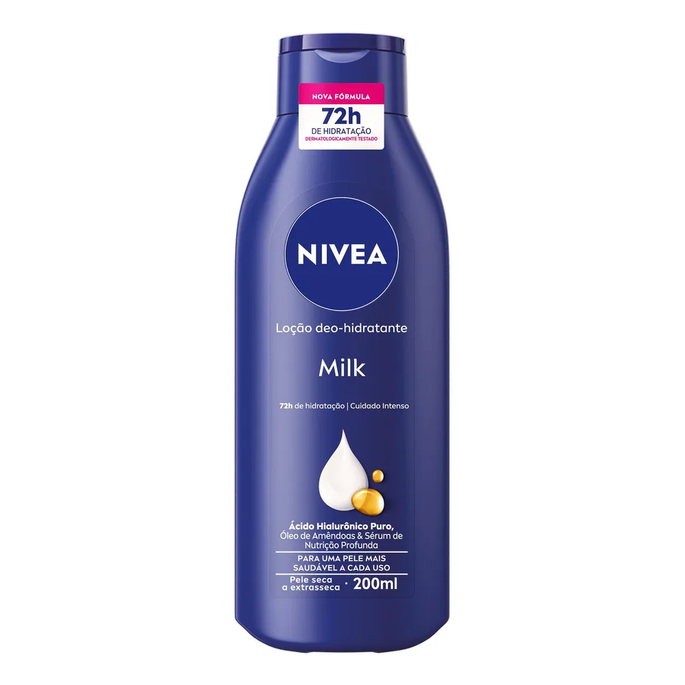 Loção Corporal Nivea Milk Hidratação Profunda Pele Seca a Extrasseca 200ml