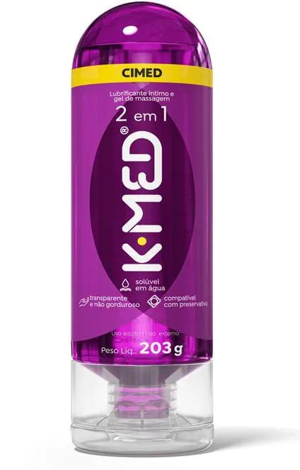 Lubrificante Íntimo K-Med 2 em 1 Gel e Massagem 203g